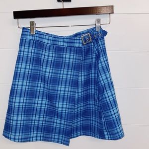 BLUE PLAID BRANDY MELVILLE WRAP SKIRT